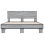 Estructura cama madera ingeniería metal gris Sonoma 120x200 cm de vidaXL, Camas y somieres - Ref: Foro24-3280200, Precio: 153...