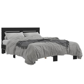 Estructura de cama madera de ingeniería y metal negro 140x190cm de vidaXL, Camas y somieres - Ref: Foro24-3280167, Precio: 15...