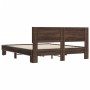 Estructura cama madera ingeniería metal marrón roble 160x200 cm de vidaXL, Camas y somieres - Ref: Foro24-3280186, Precio: 16...