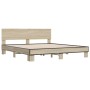 Estructura cama madera ingeniería metal roble Sonoma 200x200 cm de vidaXL, Camas y somieres - Ref: Foro24-3280173, Precio: 18...