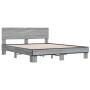 Estructura cama madera ingeniería metal gris Sonoma 150x200 cm de vidaXL, Camas y somieres - Ref: Foro24-3280190, Precio: 161...