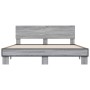 Estructura cama madera ingeniería metal gris Sonoma 150x200 cm de vidaXL, Camas y somieres - Ref: Foro24-3280190, Precio: 161...