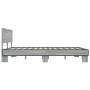 Estructura cama madera ingeniería metal gris Sonoma 150x200 cm de vidaXL, Camas y somieres - Ref: Foro24-3280190, Precio: 161...