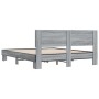 Estructura cama madera ingeniería metal gris Sonoma 150x200 cm de vidaXL, Camas y somieres - Ref: Foro24-3280190, Precio: 161...