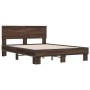 Engineered wood bed frame oak brown metal 140x190 cm by vidaXL, Beds and slatted bases - Ref: Foro24-3280216, Price: 155,99 €...