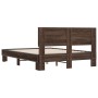 Estructura cama madera ingeniería metal marrón roble 140x190 cm de vidaXL, Camas y somieres - Ref: Foro24-3280216, Precio: 15...