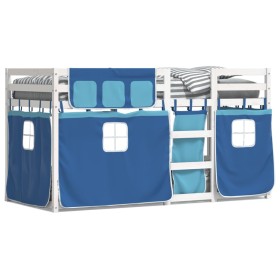 Bunk bed with curtains solid blue pine wood 90x200 cm by vidaXL, Beds and slatted bases - Ref: Foro24-3283896, Price: 247,99 ...