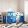 Bunk bed with curtains solid blue pine wood 90x190 cm by vidaXL, Beds and slatted bases - Ref: Foro24-3283905, Price: 170,83 ...