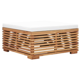 Garden footstool and cream cushion solid teak wood by vidaXL, Modular outdoor sofas - Ref: Foro24-49376, Price: 168,99 €, Dis...