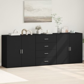 3 black plywood sideboards by vidaXL, Sideboards - Ref: Foro24-3276610, Price: 265,99 €, Discount: %