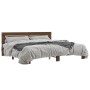 Oak brown metal engineered wood bed frame 200x200 cm by vidaXL, Beds and slatted bases - Ref: Foro24-3280131, Price: 174,49 €...