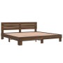 Oak brown metal engineered wood bed frame 200x200 cm by vidaXL, Beds and slatted bases - Ref: Foro24-3280131, Price: 174,49 €...