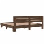 Estructura cama madera ingeniería metal marrón roble 200x200 cm de vidaXL, Camas y somieres - Ref: Foro24-3280131, Precio: 17...