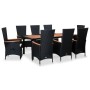 Set comedor de jardín 9 piezas y cojines ratán sintético negro de vidaXL, Conjuntos de jardín - Ref: Foro24-47682, Precio: 80...