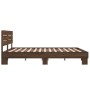 Estructura cama madera ingeniería metal marrón roble 150x200 cm de vidaXL, Camas y somieres - Ref: Foro24-3280146, Precio: 15...