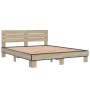 Estructura cama madera ingeniería metal roble Sonoma 160x200 cm de vidaXL, Camas y somieres - Ref: Foro24-3280138, Precio: 15...