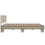 Estructura cama madera ingeniería metal roble Sonoma 160x200 cm de vidaXL, Camas y somieres - Ref: Foro24-3280138, Precio: 15...