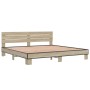 Estructura cama madera ingeniería metal roble Sonoma 180x200 cm de vidaXL, Camas y somieres - Ref: Foro24-3280133, Precio: 16...