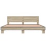 Estructura cama madera ingeniería metal roble Sonoma 180x200 cm de vidaXL, Camas y somieres - Ref: Foro24-3280133, Precio: 16...