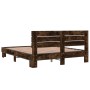 Engineered wood bed frame metal smoked oak 150x200cm by vidaXL, Beds and slatted bases - Ref: Foro24-3280144, Price: 152,99 €...