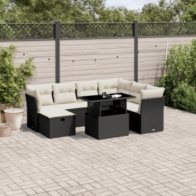 Set aus 8-teiligen Gartensofas und Kissen Kunstrattan schwarz von vidaXL, Gartensets - Ref: Foro24-3274676, Preis: 591,22 €, ...