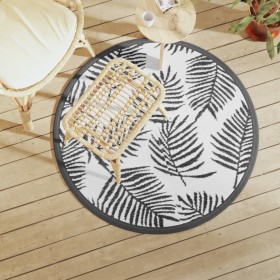 Outdoor rug in white and black PP Ø120 cm by vidaXL, Outdoor protectors - Ref: Foro24-368470, Price: 20,99 €, Discount: %