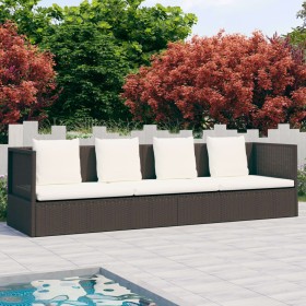 Gartensofa mit braunen synthetischen Rattankissen von vidaXL, Liegen - Ref: Foro24-49392, Preis: 220,99 €, Rabatt: %