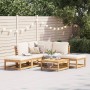 6-teiliges Gartenmöbel-Set mit Kissen aus massivem Akazienholz von vidaXL, Modulare Sofas für den Außenbereich - Ref: Foro24-...