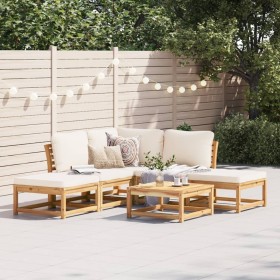 6-piece garden furniture set with solid acacia wood and cushions by vidaXL, Modular outdoor sofas - Ref: Foro24-3214283, Pric...