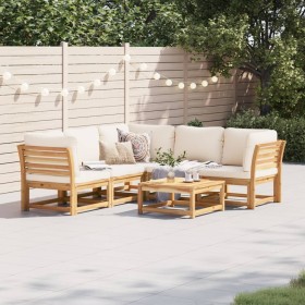 6-teiliges Gartenmöbel-Set mit Kissen aus massivem Akazienholz von vidaXL, Modulare Sofas für den Außenbereich - Ref: Foro24-...