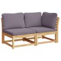 3-teiliges Gartenmöbel-Set mit Kissen aus Akazienholz von vidaXL, Modulare Sofas für den Außenbereich - Ref: Foro24-3214327, ...