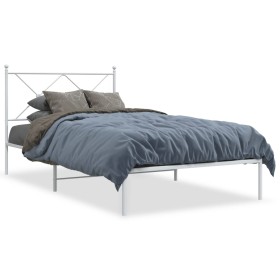 Metal bed frame with white headboard 100x190 cm by vidaXL, Beds and slatted bases - Ref: Foro24-376545, Price: 73,76 €, Disco...