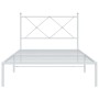 Estructura de cama de metal con cabecero blanco 107x203 cm de vidaXL, Camas y somieres - Ref: Foro24-376547, Precio: 75,66 €,...