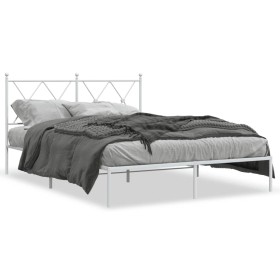 Metal bed frame with white headboard 140x190 cm by vidaXL, Beds and slatted bases - Ref: Foro24-376551, Price: 107,99 €, Disc...