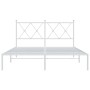 Metal bed frame with white headboard 140x190 cm by vidaXL, Beds and slatted bases - Ref: Foro24-376551, Price: 107,93 €, Disc...