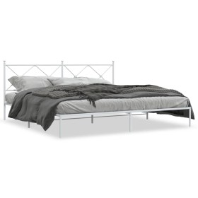 Estructura de cama con cabecero metal blanca 200x200 cm de vidaXL, Camas y somieres - Ref: Foro24-376558, Precio: 121,99 €, D...