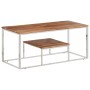 Mesa de centro acero inoxidable y madera maciza acacia plateado de vidaXL, Mesas de centro - Ref: Foro24-350023, Precio: 138,...