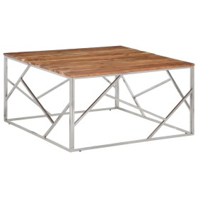 Mesa de centro acero inoxidable y madera maciza acacia plateado de vidaXL, Mesas de centro - Ref: Foro24-349959, Precio: 172,...