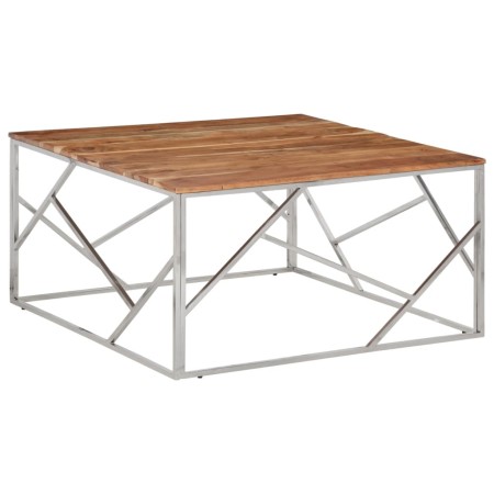 Stainless steel and solid acacia wood silver coffee table by vidaXL, Coffee table - Ref: Foro24-349959, Price: 172,22 €, Disc...