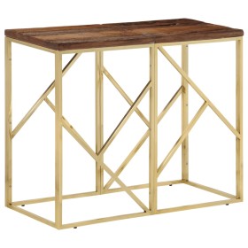 Stainless steel solid wood console table with gold crossbar. by vidaXL, Side tables - Ref: Foro24-349990, Price: 166,99 €, Di...