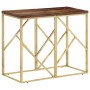 Stainless steel solid wood console table with gold crossbar. by vidaXL, Side tables - Ref: Foro24-349990, Price: 166,99 €, Di...