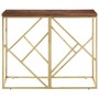 Stainless steel solid wood console table with gold crossbar. by vidaXL, Side tables - Ref: Foro24-349990, Price: 166,99 €, Di...