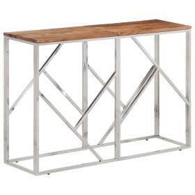 Stainless steel and solid silver acacia wood console table by vidaXL, Side tables - Ref: Foro24-349999, Price: 139,99 €, Disc...