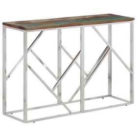 Stainless steel solid recycled silver wood console table by vidaXL, Side tables - Ref: Foro24-350000, Price: 140,30 €, Discou...