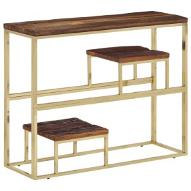 Mesa consola acero inoxidable madera maciza traviesa dorado de vidaXL, Mesas auxiliares - Ref: Foro24-350014, Precio: 171,99 ...