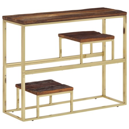 Mesa consola acero inoxidable madera maciza traviesa dorado de vidaXL, Mesas auxiliares - Ref: Foro24-350014, Precio: 138,96 ...