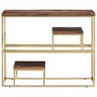 Mesa consola acero inoxidable madera maciza traviesa dorado de vidaXL, Mesas auxiliares - Ref: Foro24-350014, Precio: 138,96 ...