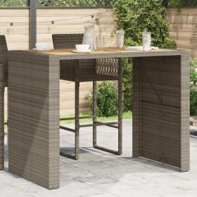 Mesa de jardín superficie de madera ratán PE gris 145x80x110 cm de vidaXL, Mesas de jardín - Ref: Foro24-368699, Precio: 244,...