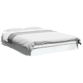 White engineered wood bed frame 120x200 cm by vidaXL, Beds and slatted bases - Ref: Foro24-842028, Price: 88,99 €, Discount: %