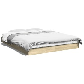 Sonoma oak engineered wood bed frame 150x200 cm by vidaXL, Beds and slatted bases - Ref: Foro24-842016, Price: 92,99 €, Disco...